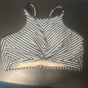 Black and white racer back swim top